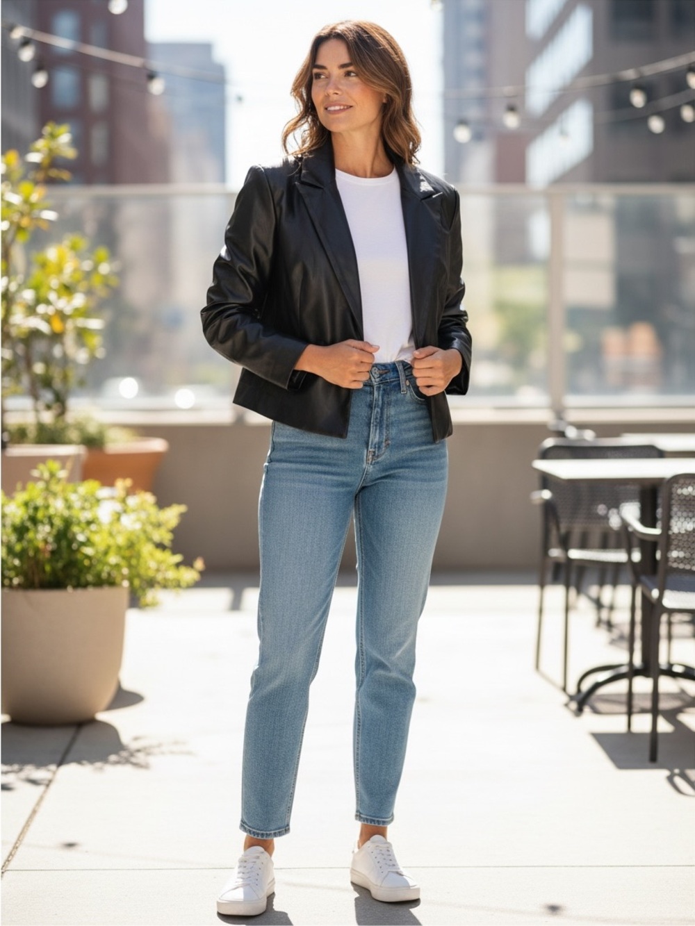 Area Stars PU Crop Jacket NWT | Medium Black Double‑Breasted Faux Leather